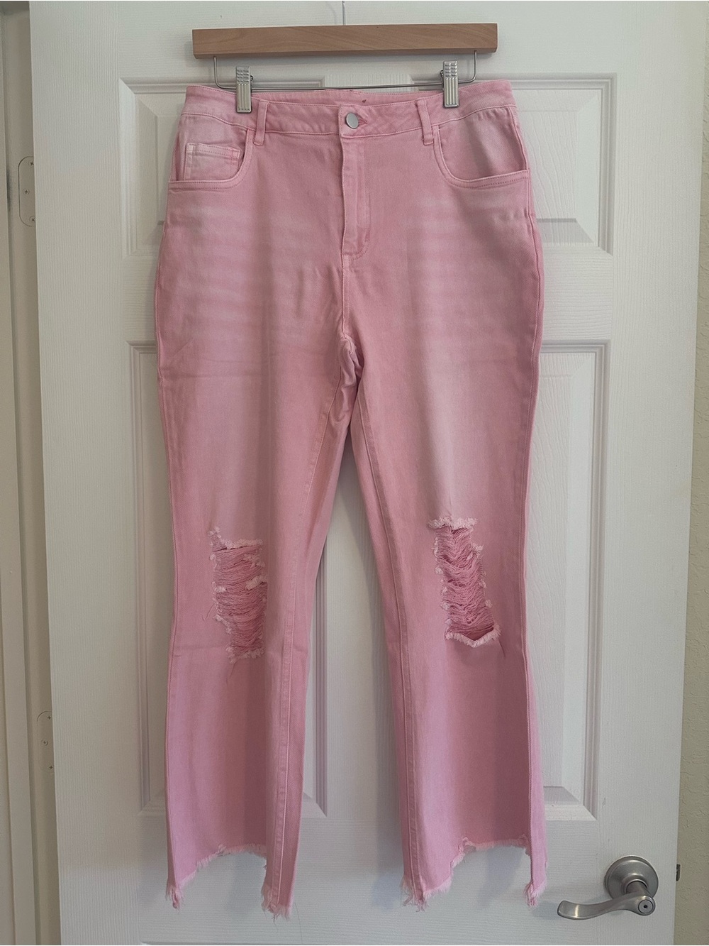 Pretty in Pink Mid-Rise Washed Distressed Jeans - Picture 5 of 5